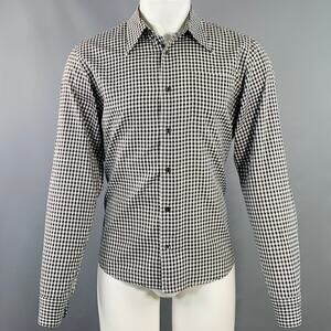 DRIES VAN NOTEN Size M Black White Gingham Cotton One Pocket Long Sleeve Shirt